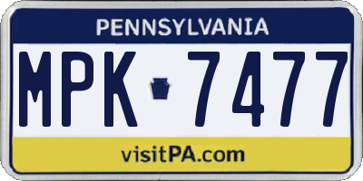 PA license plate MPK7477