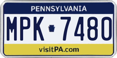 PA license plate MPK7480