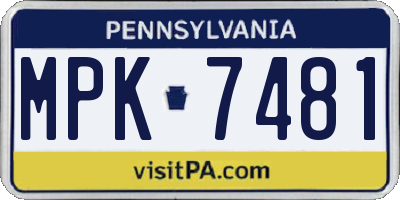 PA license plate MPK7481
