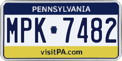 PA license plate MPK7482