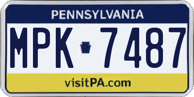 PA license plate MPK7487
