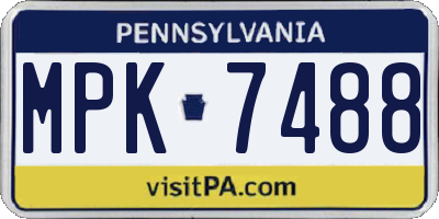 PA license plate MPK7488
