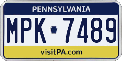 PA license plate MPK7489