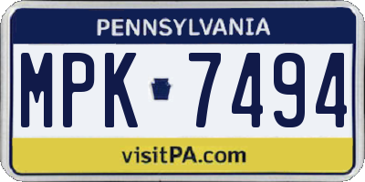 PA license plate MPK7494