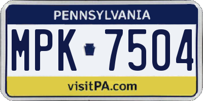 PA license plate MPK7504