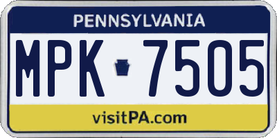 PA license plate MPK7505