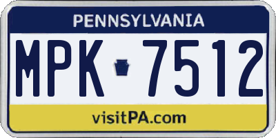 PA license plate MPK7512