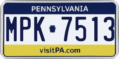 PA license plate MPK7513