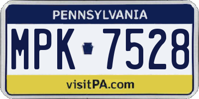 PA license plate MPK7528