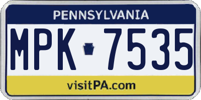 PA license plate MPK7535
