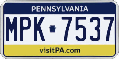 PA license plate MPK7537
