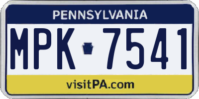 PA license plate MPK7541