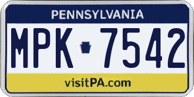 PA license plate MPK7542