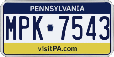 PA license plate MPK7543
