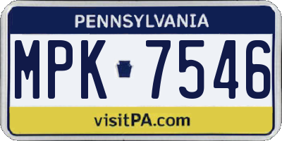 PA license plate MPK7546