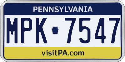 PA license plate MPK7547