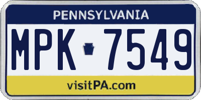 PA license plate MPK7549