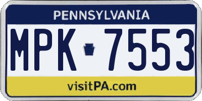 PA license plate MPK7553