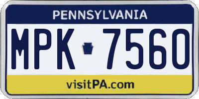 PA license plate MPK7560