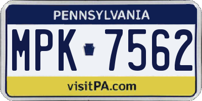 PA license plate MPK7562