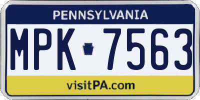 PA license plate MPK7563