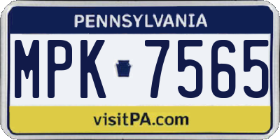 PA license plate MPK7565