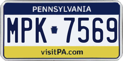 PA license plate MPK7569
