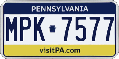 PA license plate MPK7577