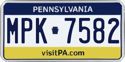 PA license plate MPK7582