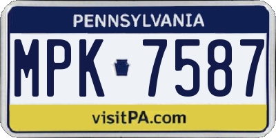 PA license plate MPK7587