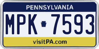 PA license plate MPK7593