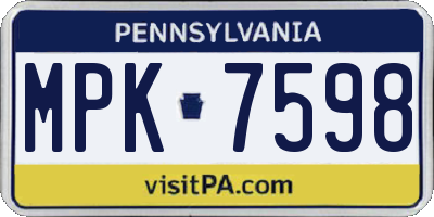PA license plate MPK7598
