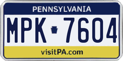 PA license plate MPK7604