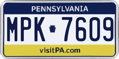 PA license plate MPK7609