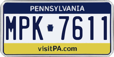 PA license plate MPK7611