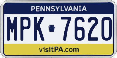 PA license plate MPK7620