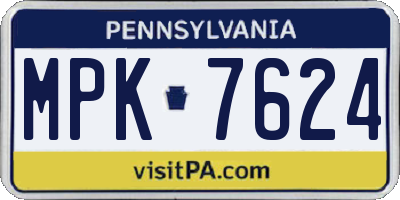 PA license plate MPK7624
