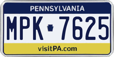PA license plate MPK7625