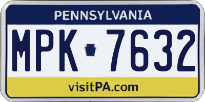 PA license plate MPK7632
