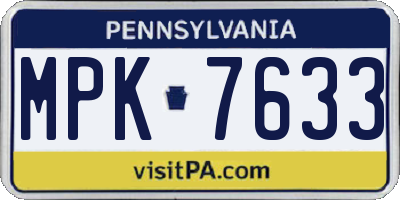 PA license plate MPK7633