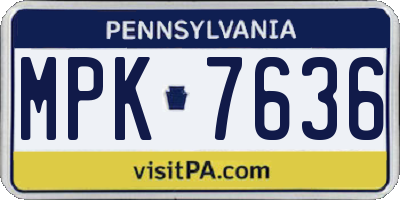 PA license plate MPK7636