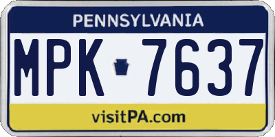 PA license plate MPK7637