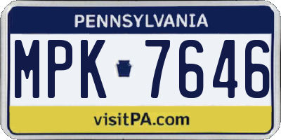PA license plate MPK7646