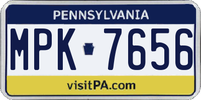 PA license plate MPK7656
