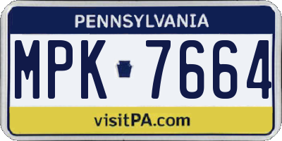 PA license plate MPK7664