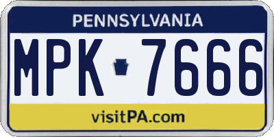 PA license plate MPK7666
