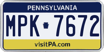 PA license plate MPK7672
