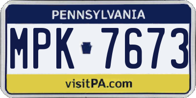 PA license plate MPK7673