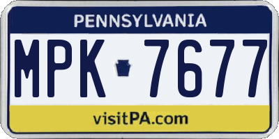 PA license plate MPK7677