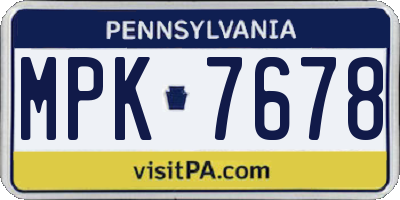 PA license plate MPK7678